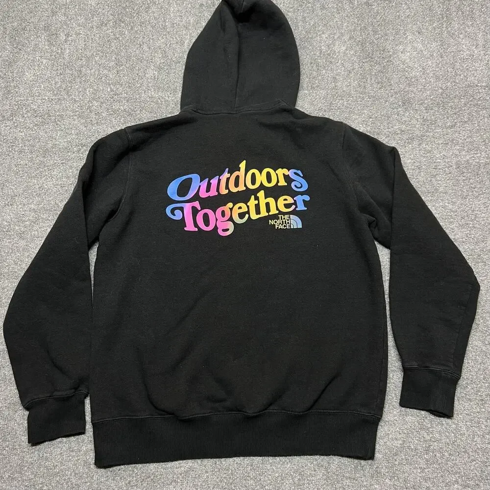 The North Face Hoodie Mens Medium Black Fleece Pullover Outdoors Together